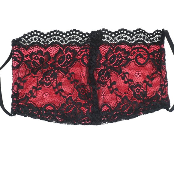 Black & pink Lace Face Mask Dust mask Fashion mask - Picture 2 of 7